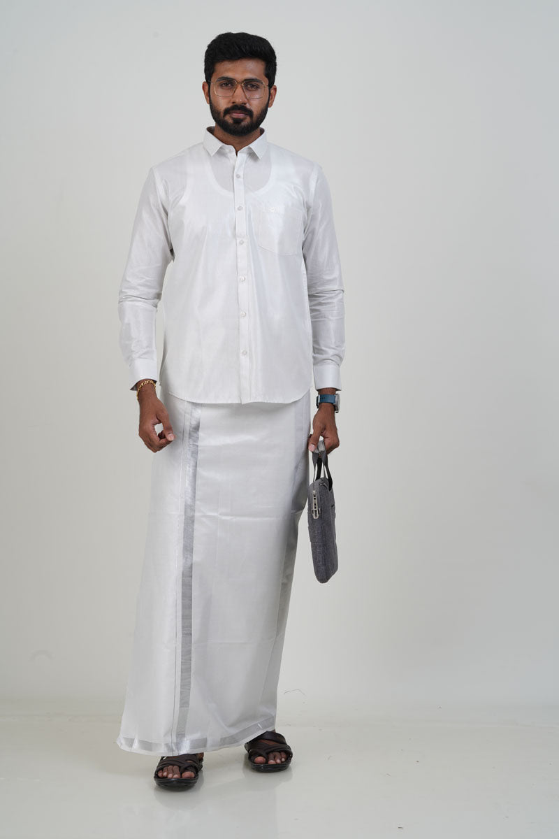 Anandha Bandham Silver Tissue Single Set – Full Sleeve