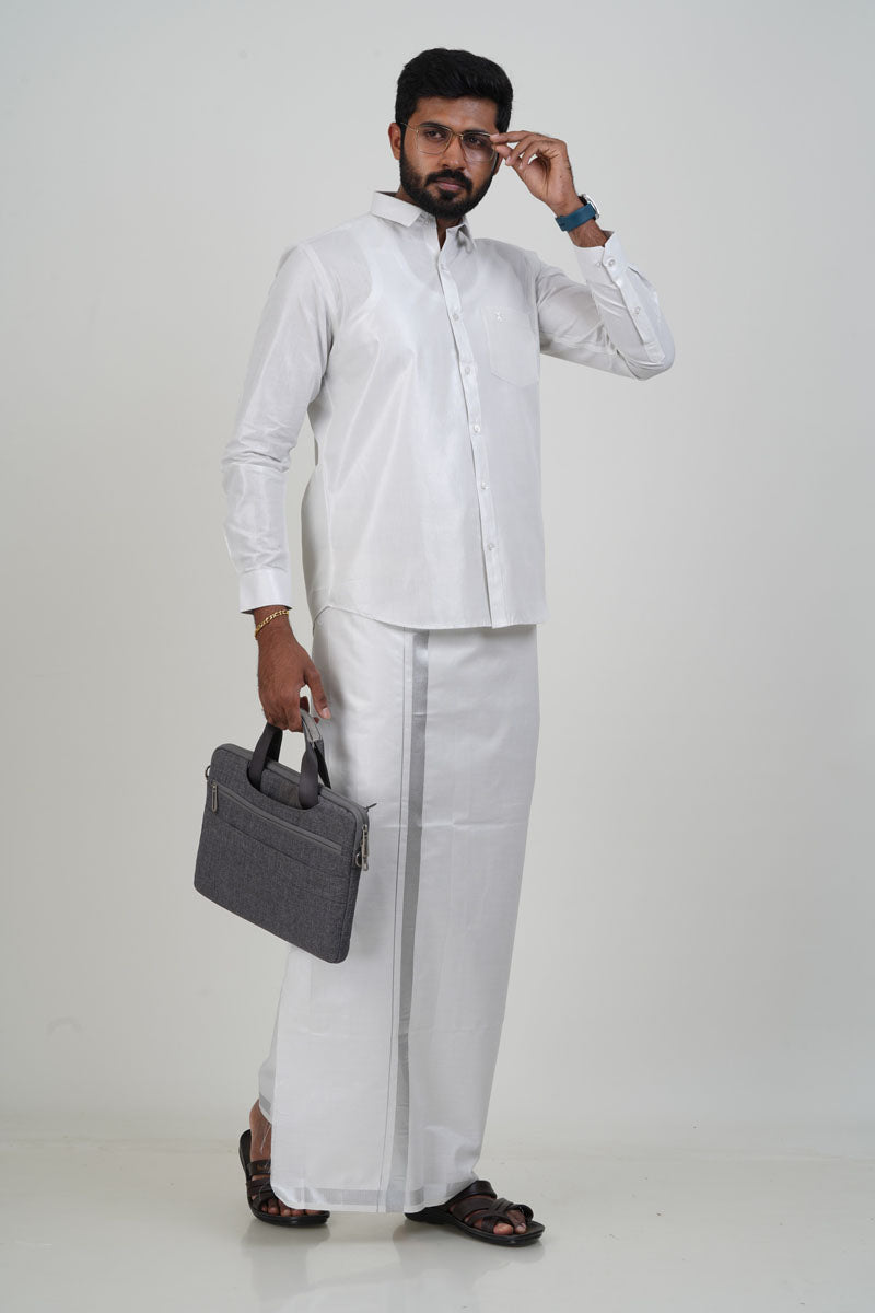 Anandha Bandham Silver Tissue Single Set – Full Sleeve