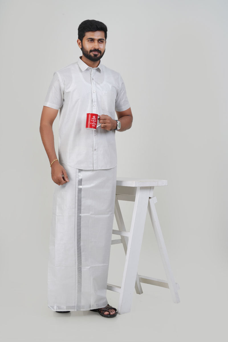 Anandha Bandham Silver Tissue Single Set – Half Sleeve