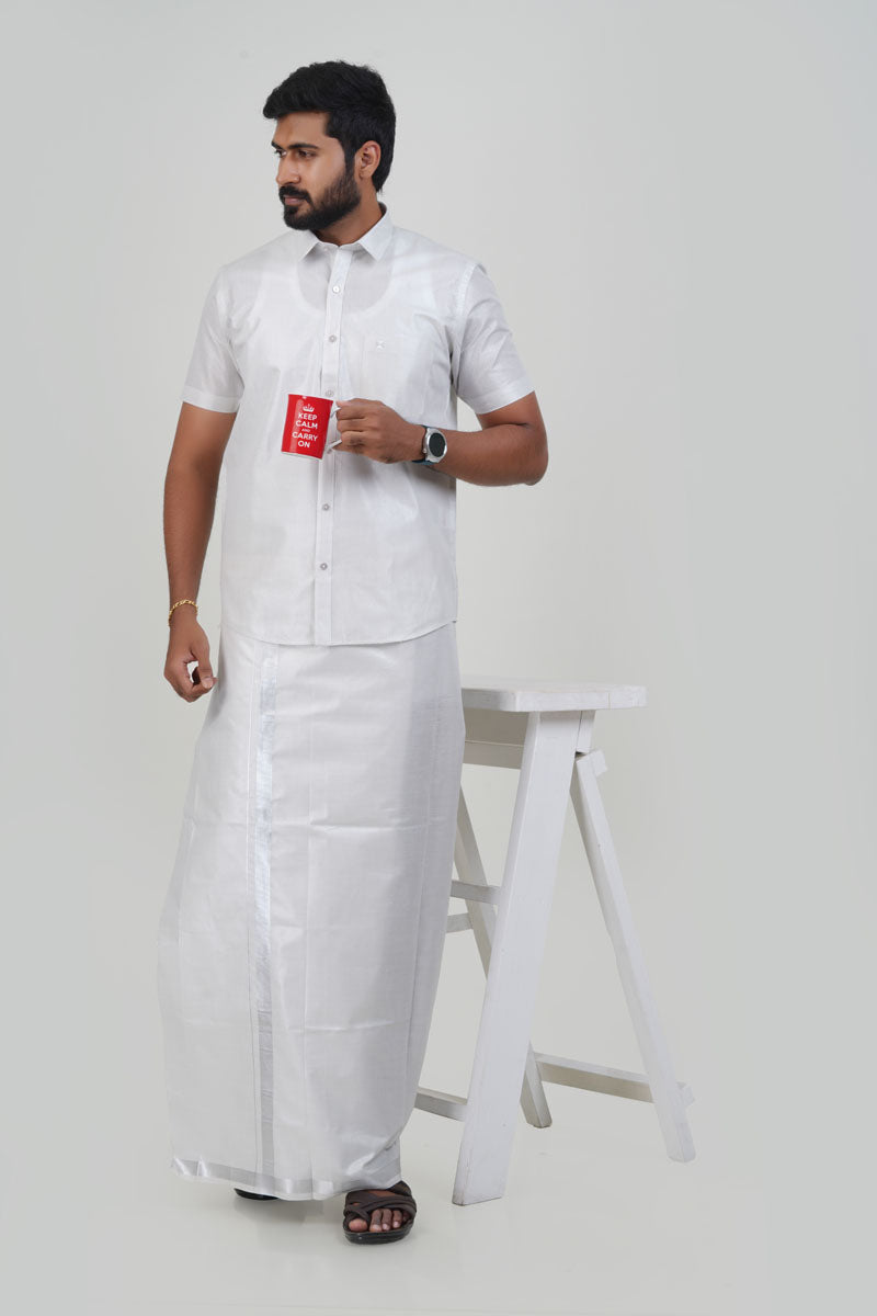 Anandha Bandham Silver Tissue Single Set – Half Sleeve