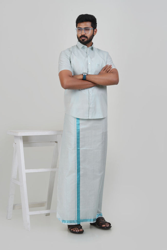 Anandha Bandham Tissue Single Set -Sea Blue – 73506 Main Image