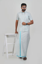 Anandha Bandham Sea Blue Tissue Single Set – Half Sleeve