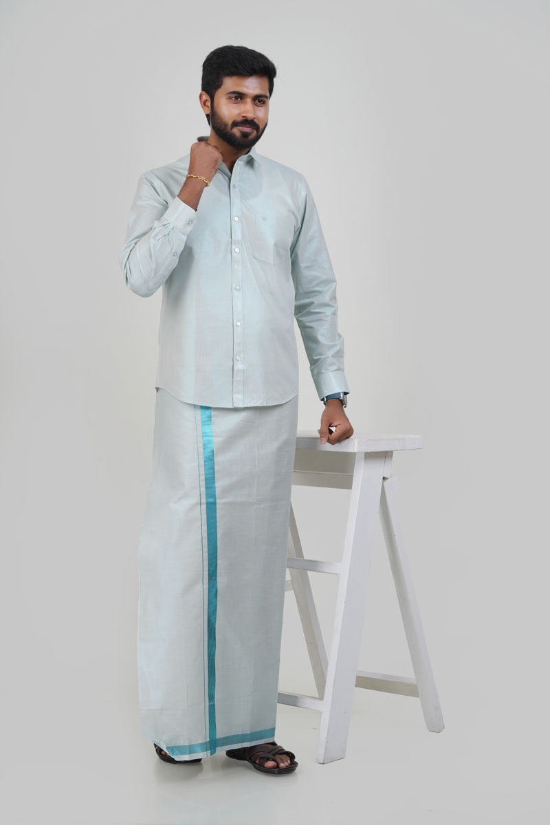 Anandha Bandham Sea Blue Tissue Single Set – Full Sleeve