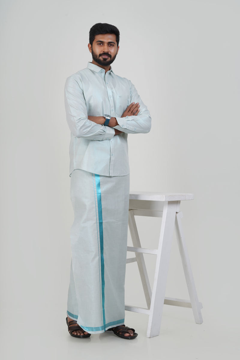 Anandha Bandham Sea Blue Tissue Single Set – Full Sleeve