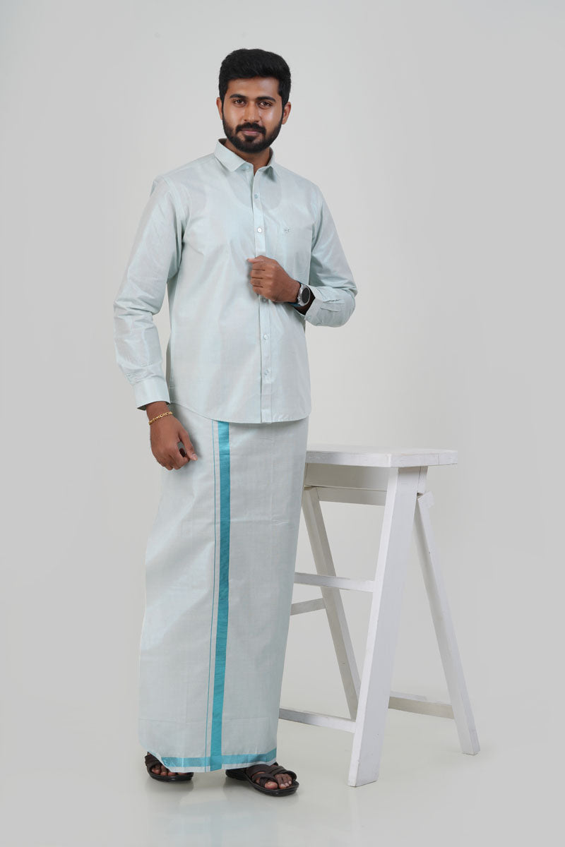 Anandha Bandham Sea Blue Tissue Single Set – Full Sleeve