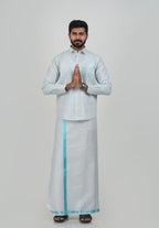 Anandha Bandham Sea Blue Tissue Single Set – Full Sleeve