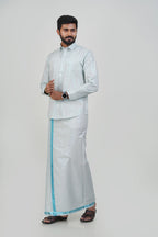 Anandha Bandham Sea Blue Tissue Single Set – Full Sleeve