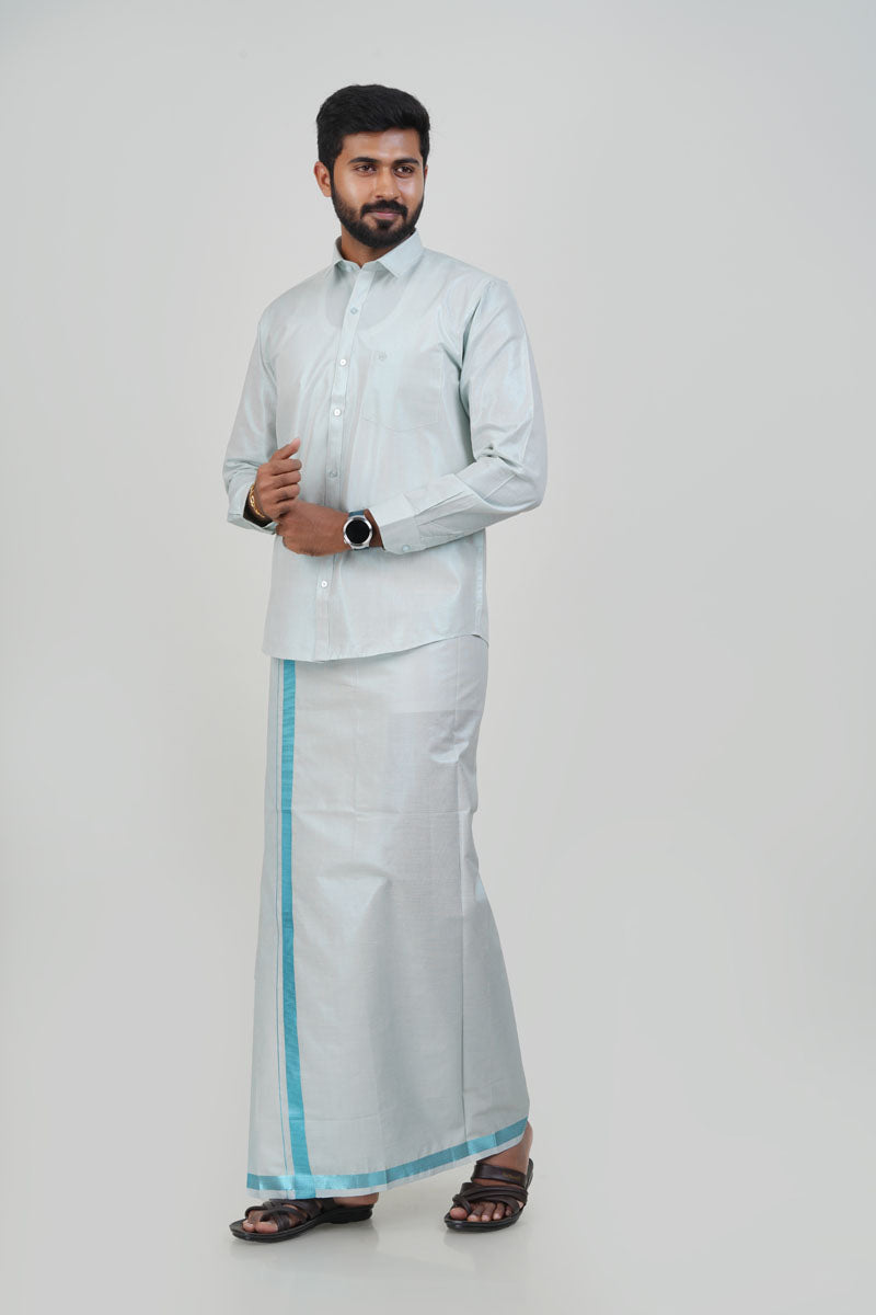 Anandha Bandham Sea Blue Tissue Single Set – Full Sleeve