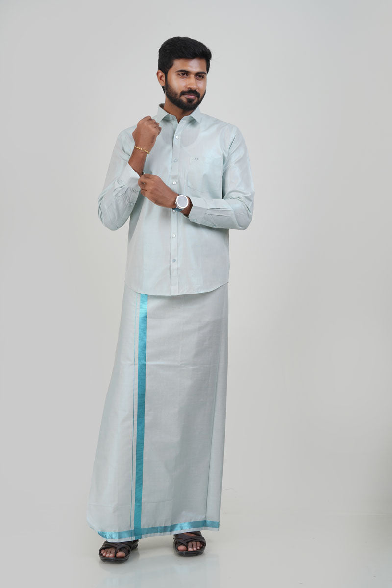 Anandha Bandham Sea Blue Tissue Single Set – Full Sleeve