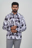 Freeco Sharp Angular Geometryc Print Shirt – Grey & Black