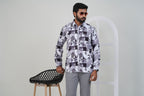 Freeco Sharp Angular Geometryc Print Shirt – Grey & Black