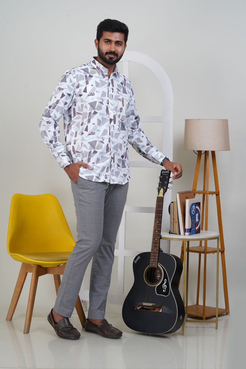Freeco Geometric Printed Formal Shirt – Full Sleeve