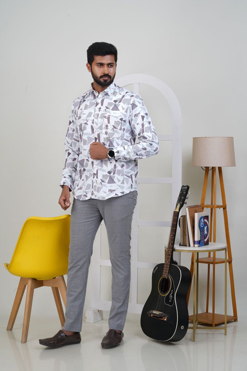 Freeco Geometric Printed Formal Shirt – Full Sleeve
