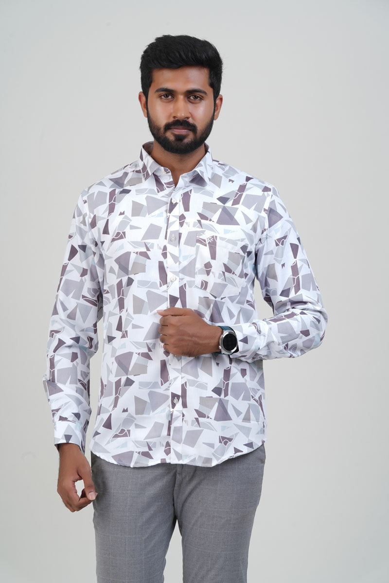 Freeco Geometric Printed Formal Shirt – Full Sleeve