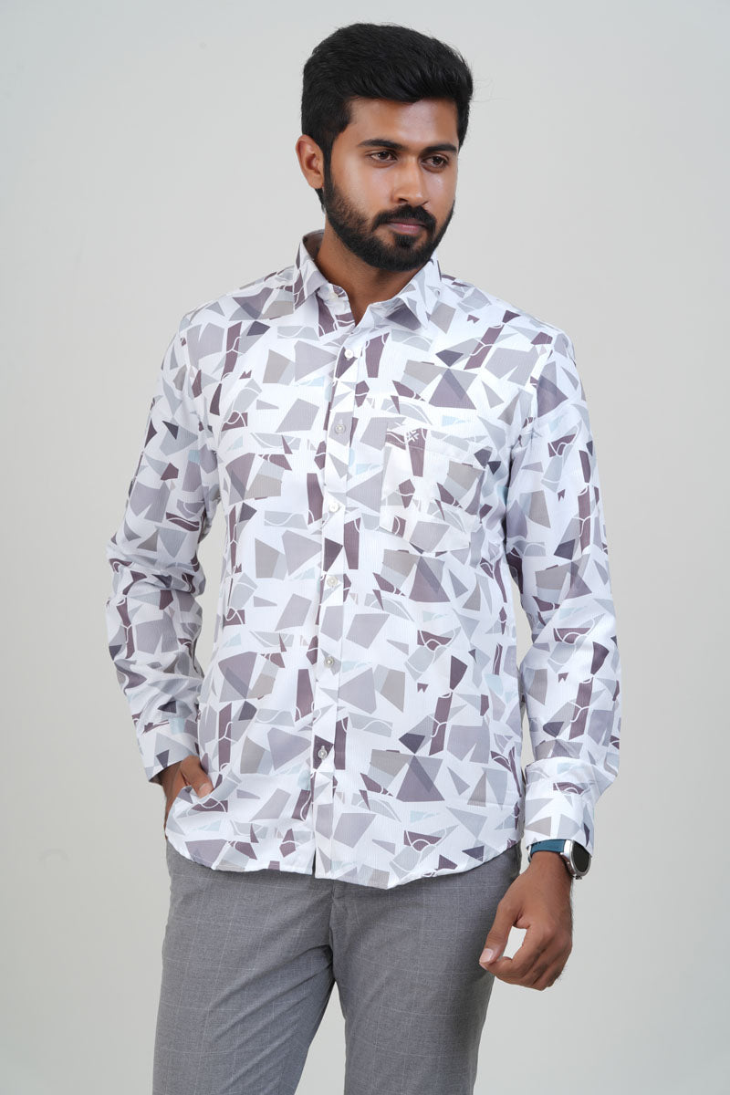 Freeco Geometric Printed Formal Shirt – Full Sleeve