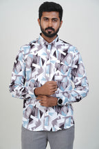 Freeco Print Shirt – Full Sleeve (Ice Blue & Charcoal)