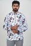 Freeco Print Shirt – Full Sleeve (Ice Blue & Charcoal)