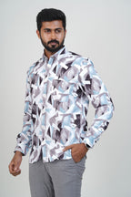 Freeco Print Shirt – Full Sleeve (Ice Blue & Charcoal)