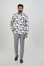 Freeco Monochrome Geometric Formal Shirt – Full Sleeve