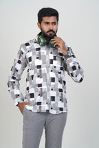 Freeco Monochrome Geometric Formal Shirt – Full Sleeve