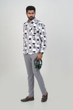 Freeco Monochrome Geometric Formal Shirt – Full Sleeve