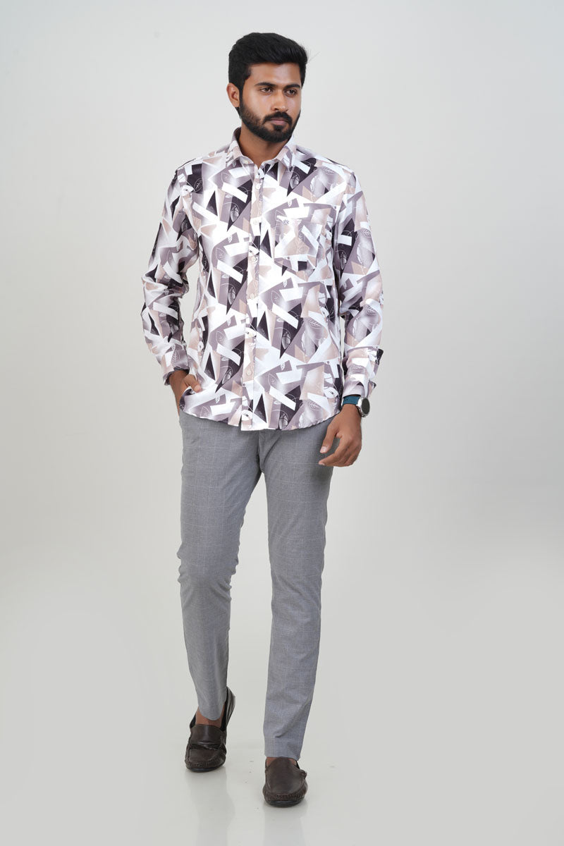 Freeco Print Shirt – Full Sleeve (Mauve Mix)