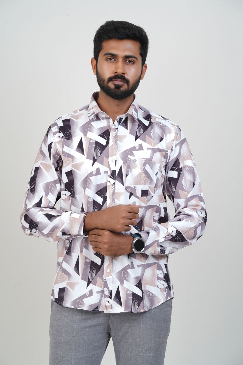 Freeco Print Shirt – Full Sleeve (Mauve Mix)