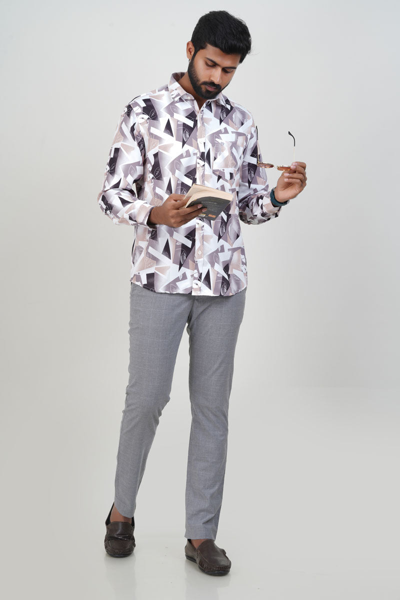 Freeco Print Shirt – Full Sleeve (Mauve Mix)