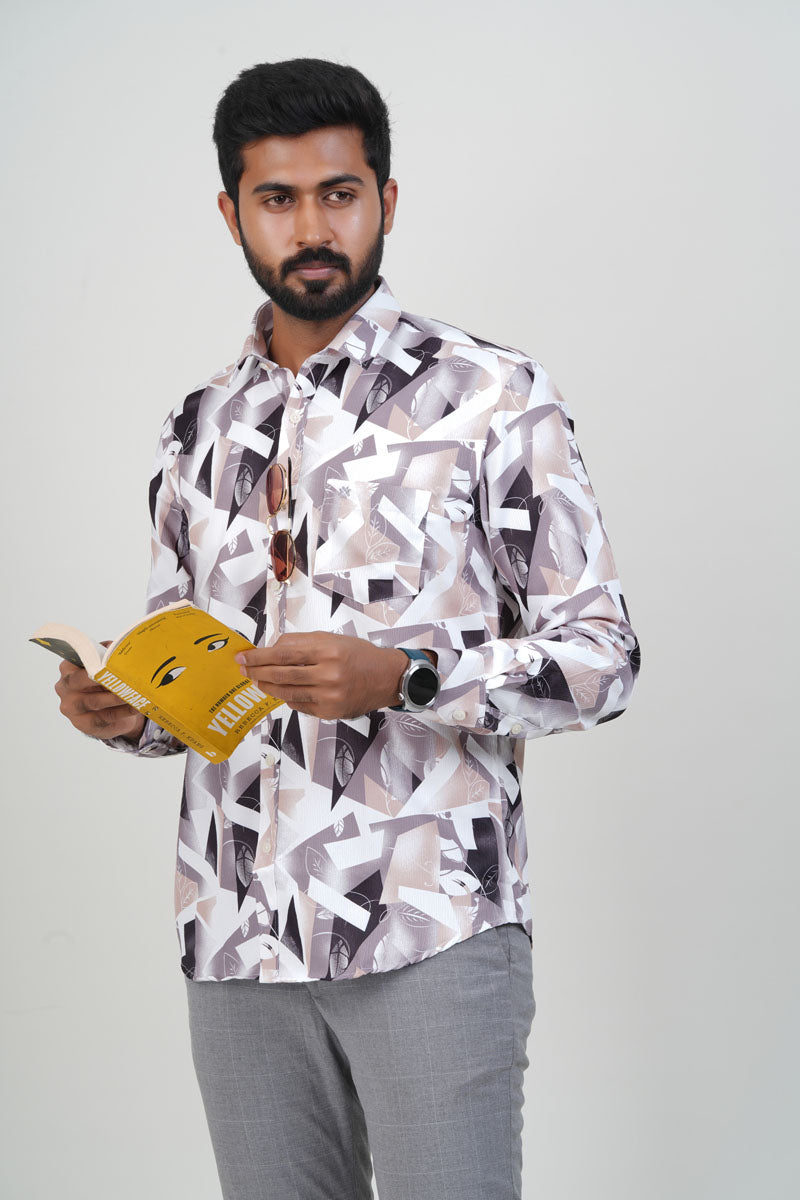 Freeco Print Shirt – Full Sleeve (Mauve Mix)