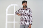 Freeco Designer Geometric Print Shirt – Full Sleeve (Mauve & Black)