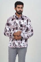 Freeco Designer Geometric Print Shirt – Full Sleeve (Mauve & Black)
