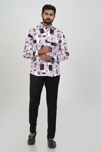 Freeco Geometric Printed Formal Shirt – Full Sleeve (Rich Mauve)