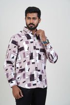 Freeco Geometric Printed Formal Shirt – Full Sleeve (Rich Mauve)
