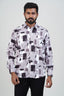 Freeco Geometric Printed Formal Shirt – Full Sleeve (Mauve & Charcoal)