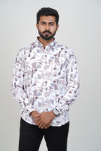Freeco Geometric Printed Formal Shirt – Full Sleeve (Mauve Tone)