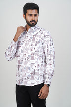 Freeco Geometric Printed Formal Shirt – Full Sleeve (Mauve Tone)