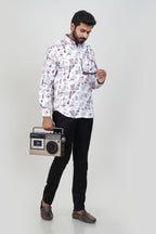 Freeco Geometric Printed Formal Shirt – Full Sleeve (Mauve Tone)