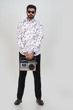 Freeco Geometric Printed Formal Shirt – Full Sleeve (Mauve Tone)