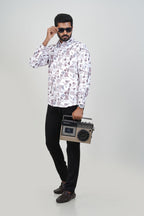 Freeco Geometric Printed Formal Shirt – Full Sleeve (Mauve Tone)