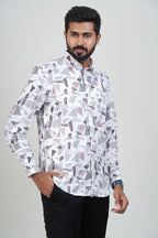 Freeco Geometric Printed Formal Shirt – Full Sleeve (Dusty Mauve)