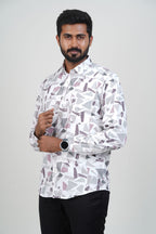 Freeco Geometric Printed Formal Shirt – Full Sleeve (Dusty Mauve)