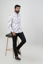 Freeco Geometric Printed Formal Shirt – Full Sleeve (Dusty Mauve)