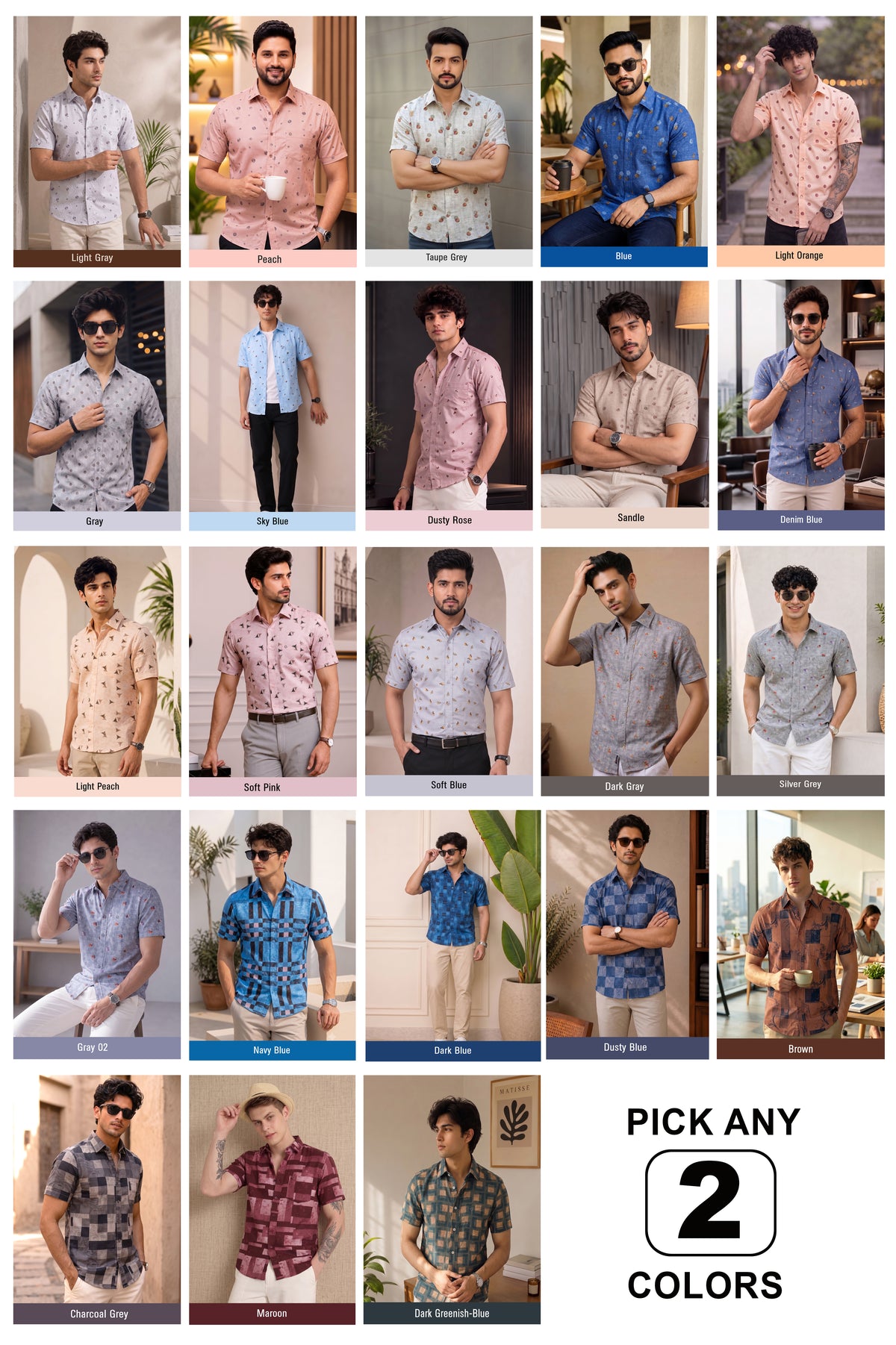 Buy 1 get 1 free - Rixo Printed Shirt -38 Size (Half Sleeve)