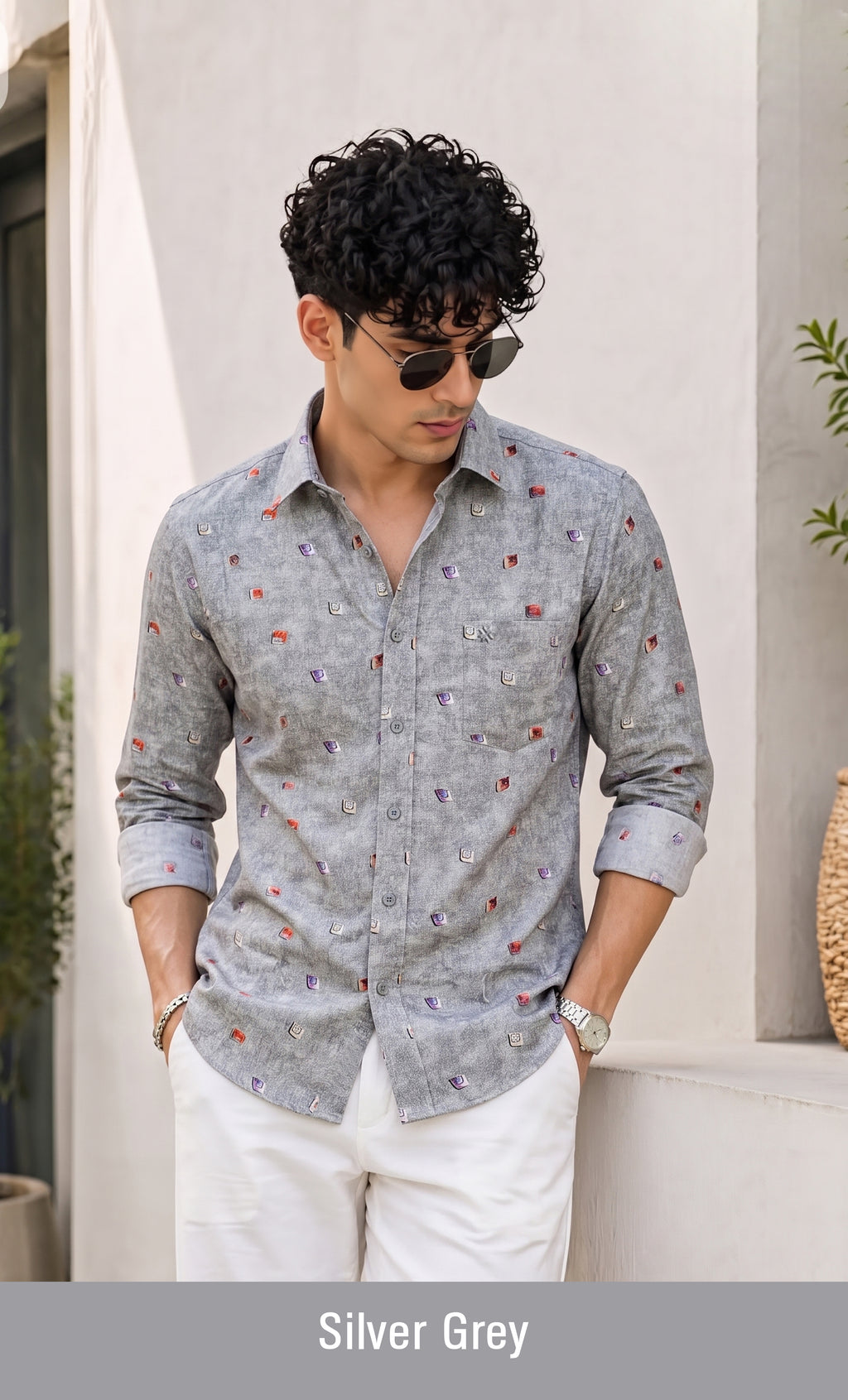 Buy 1 get 1 free - Rixo Printed Shirt -38 Size (Full Sleeve)