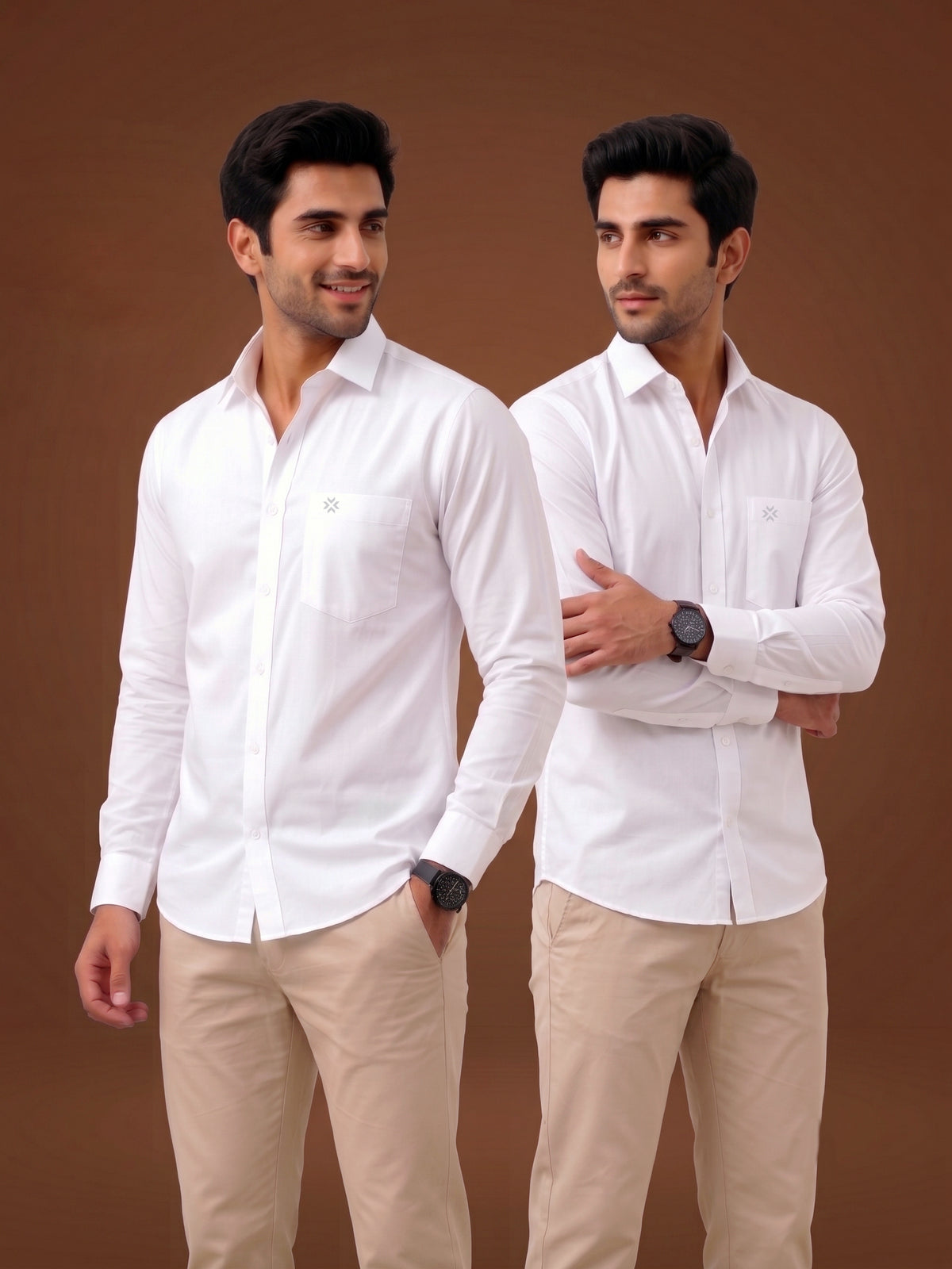 RIXO 2 Pcs Combo - White Shirt