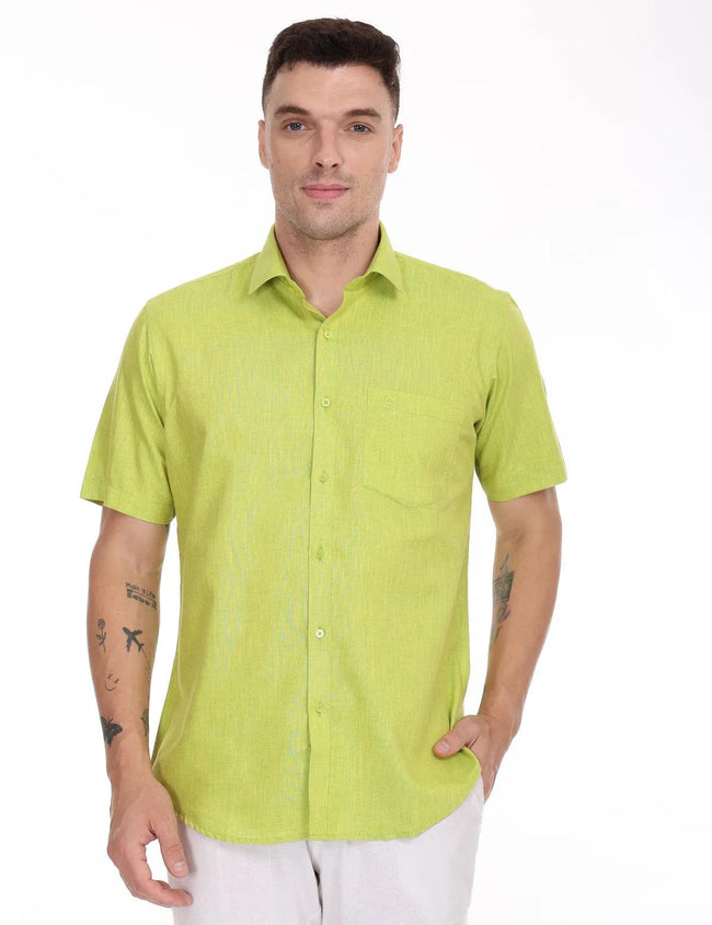 Green-colour-half-sleeve-shirt Hover Image