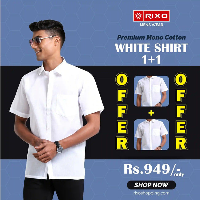 Mono Premium Half Sleeve Shirt for Men White Colour Buy 2 @ ₹949 Main Image