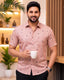 Buy 1 get 1 free - Rixo Printed Shirt - 38 Half Sleeve -   Peach  (16002)