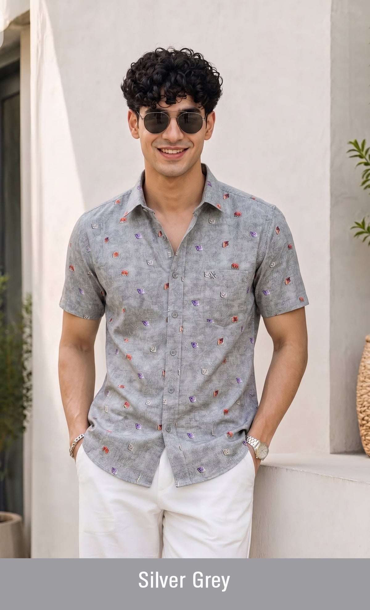 Buy 1 get 1 free - Rixo Printed Shirt -38 Size (Half Sleeve)