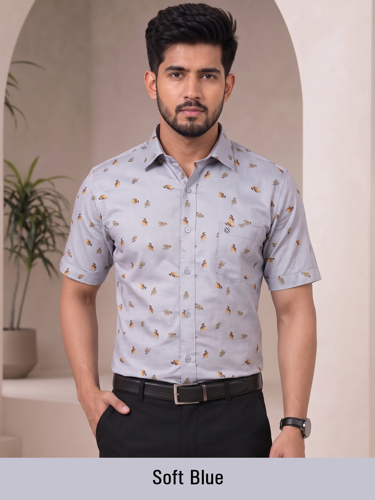 Buy 1 get 1 free - Rixo Printed Shirt -38 Size (Half Sleeve)